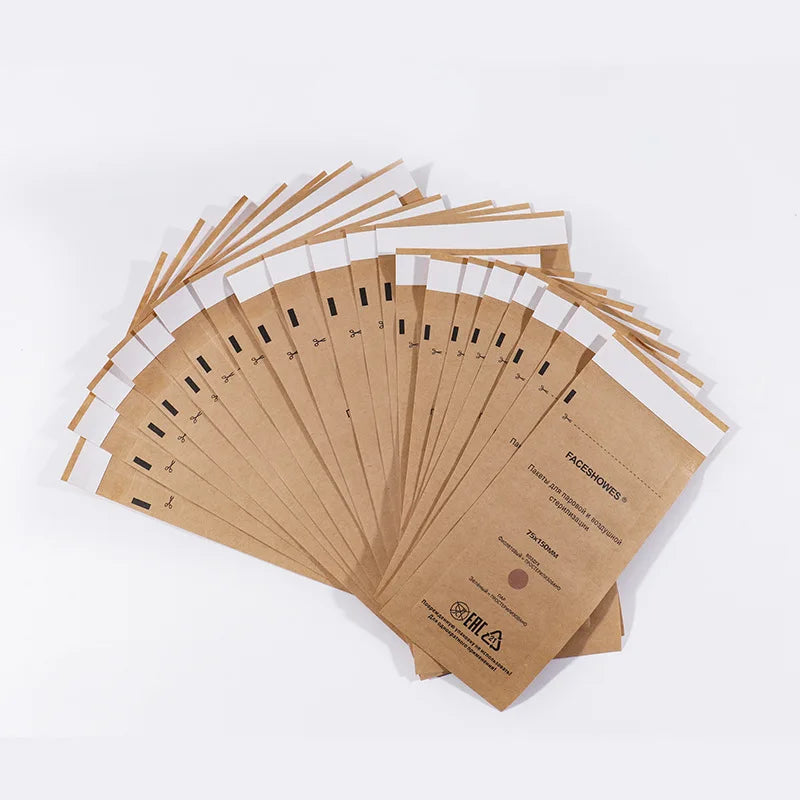 100Pcs Nail Sterilizer Manicure Bag Kraft Bags Dry Heat Disposable Sterilization Disinfection Machine Accessory Nailart Tools